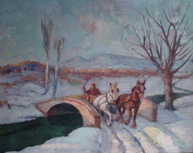 Paesaggio invernale (Canada), 1962, olio, 60x50