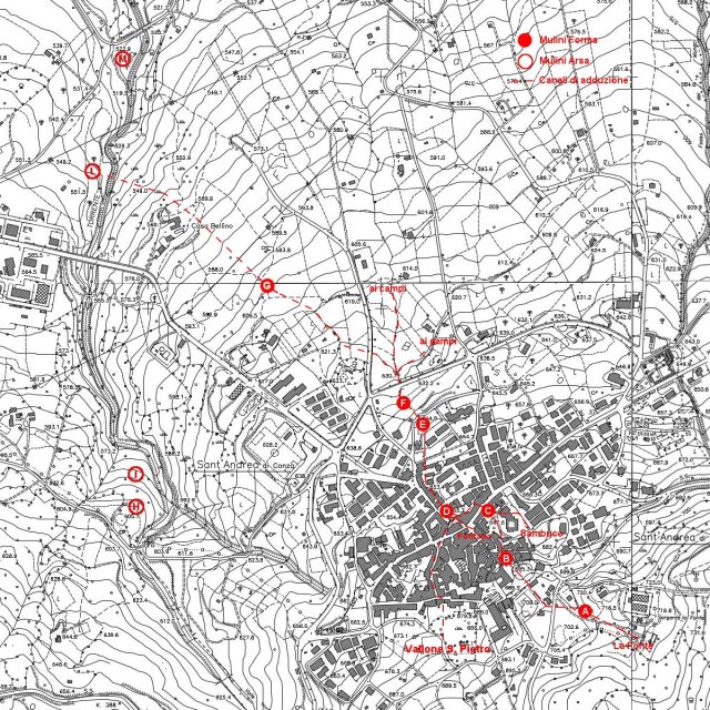 Indicazione dei mulini di Sant'Andrea di Conza