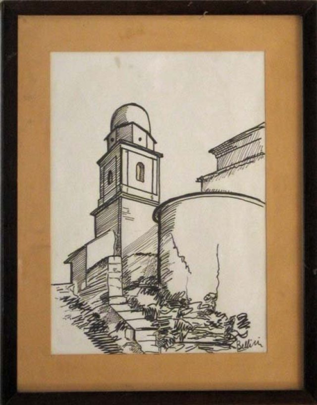 S. Andrea di Conza - Il campanile della chiesa di S. Michele (disegno)